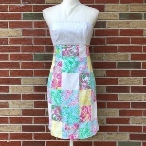 Lilly Pulitzer Franco State Patch Ric Rac White Pink Strapless Dress 👗